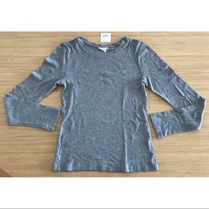 Club Monaco Ribbed Carolena Top Heather Grey